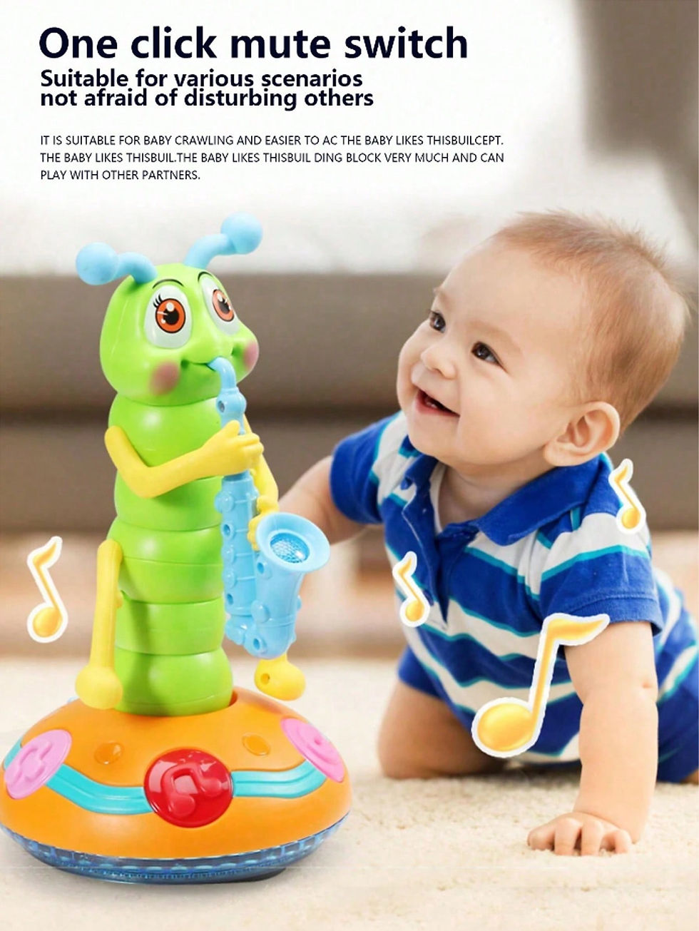 Thumbnail: 1pcs Children's Electric Caterpillar Saxophone Toys,Dancing Saxophone Caterpilla