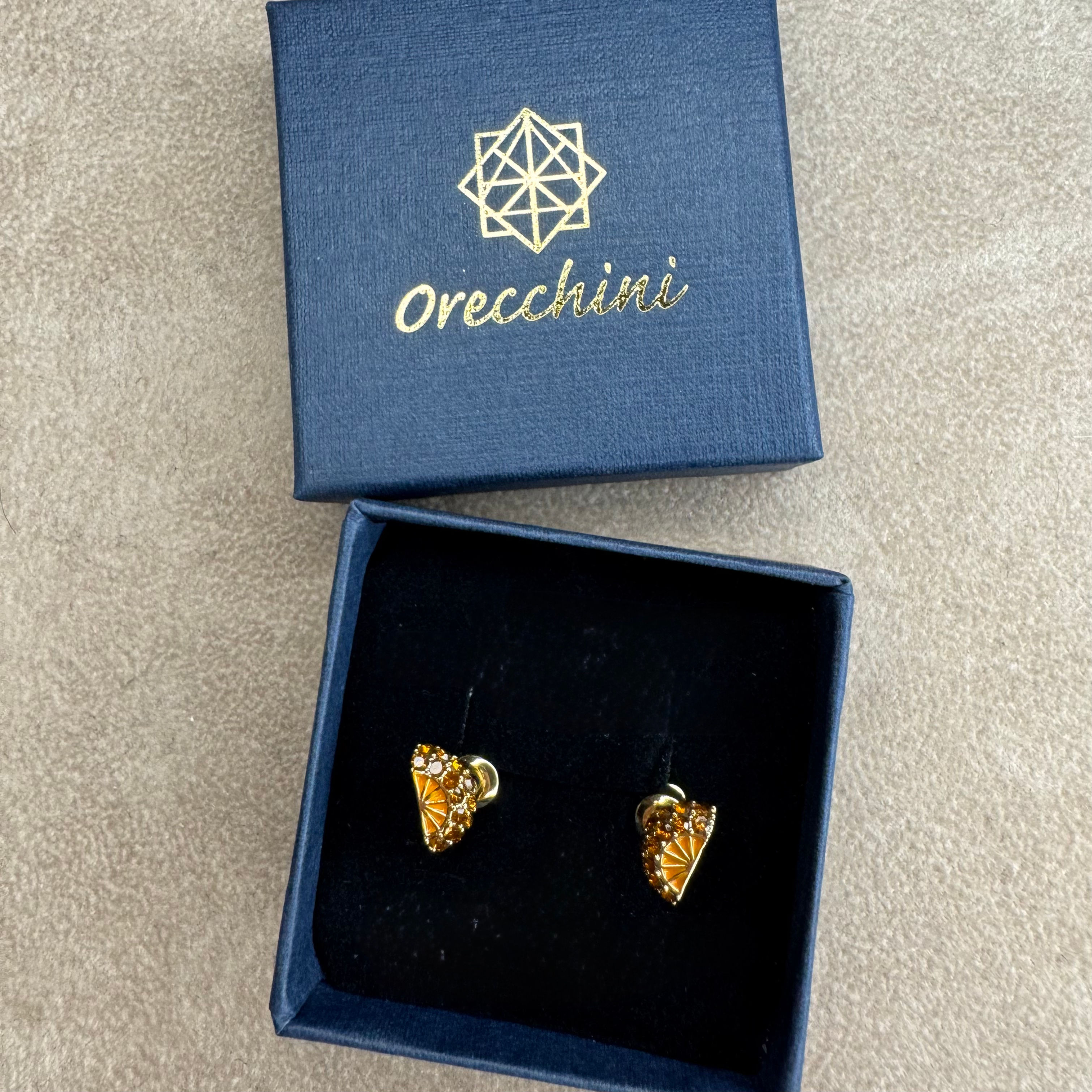 Witzige Ohrstecker Orangenscheibe orange gold
