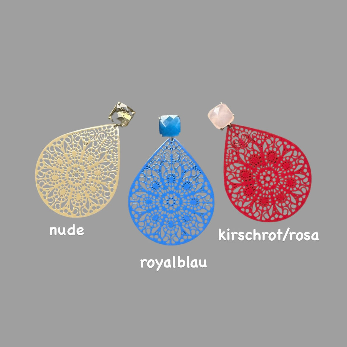 Metallornament Gioia mit eckigem Glasstecker