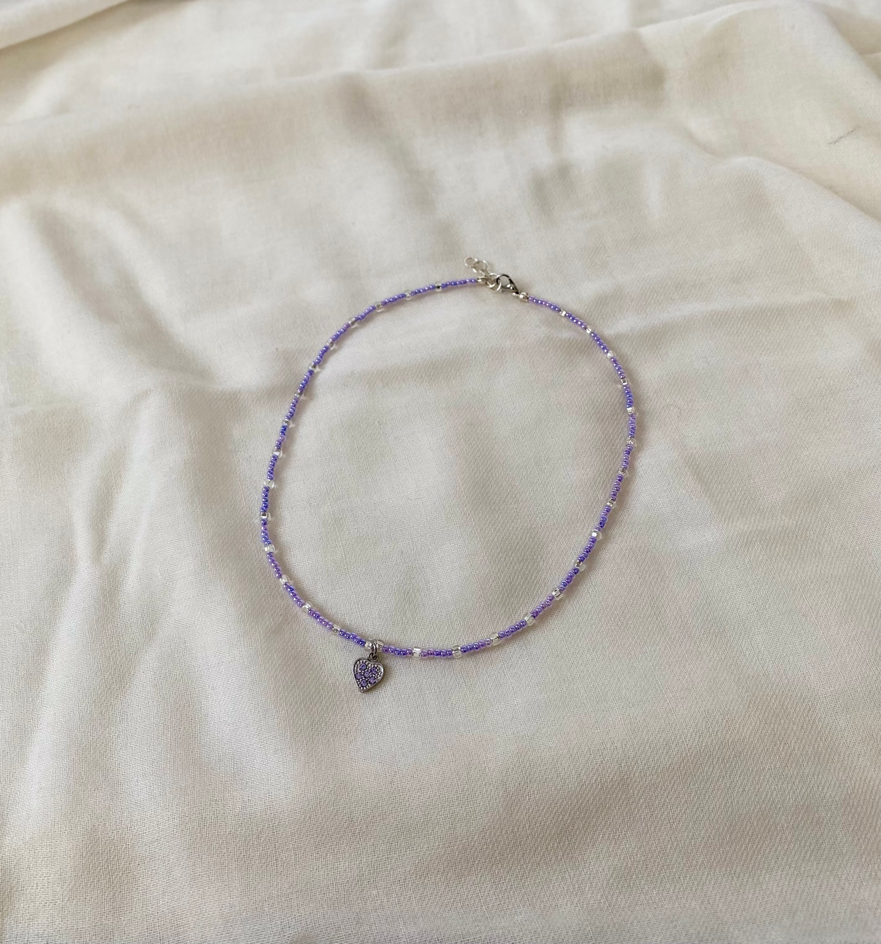 Purple Heart Seed Bead Necklace