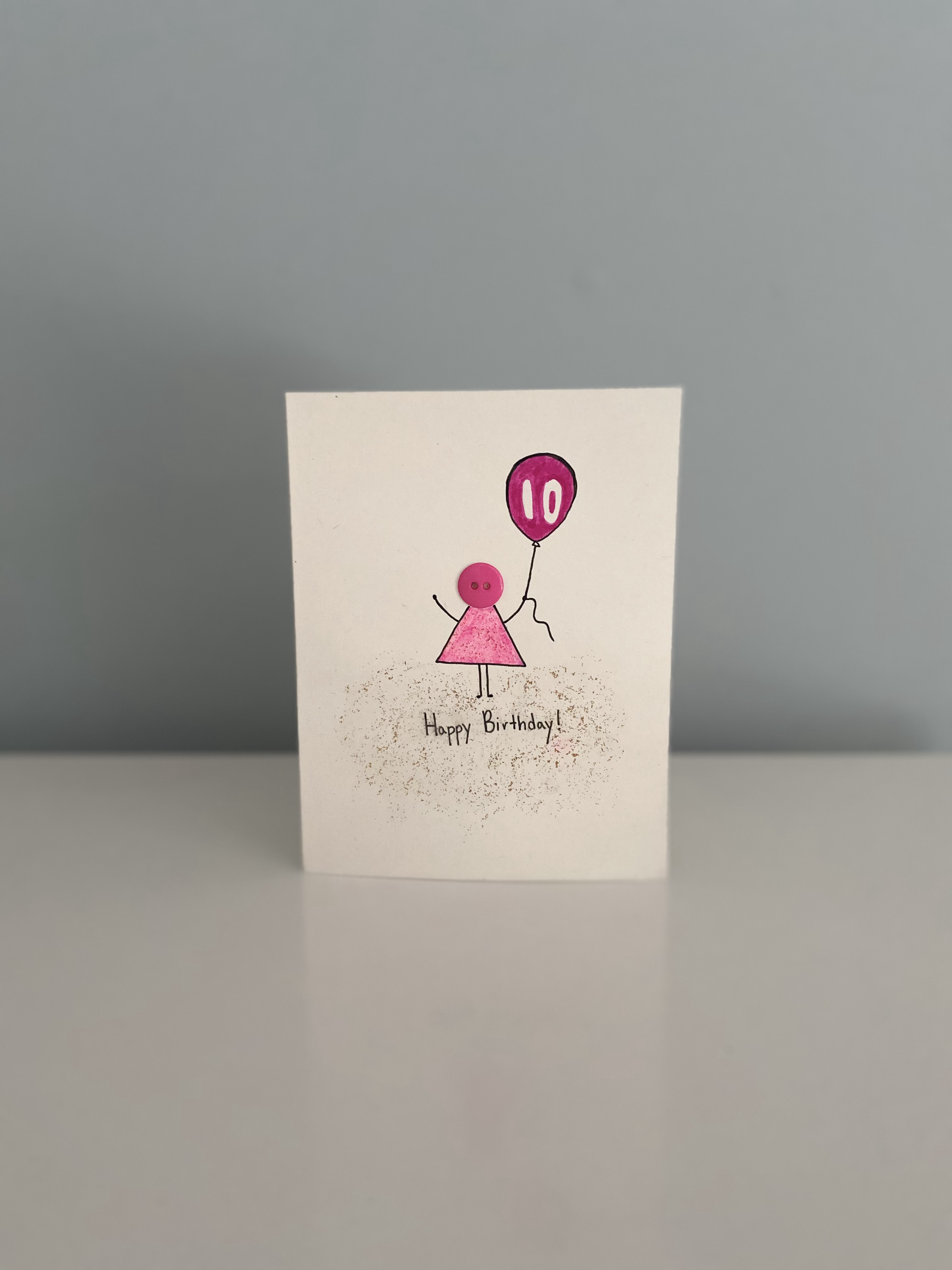 Pink Button Birthday Card