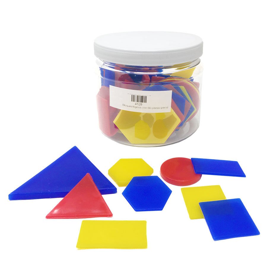 Bloques lógicos (60 piezas) y 4 dados
