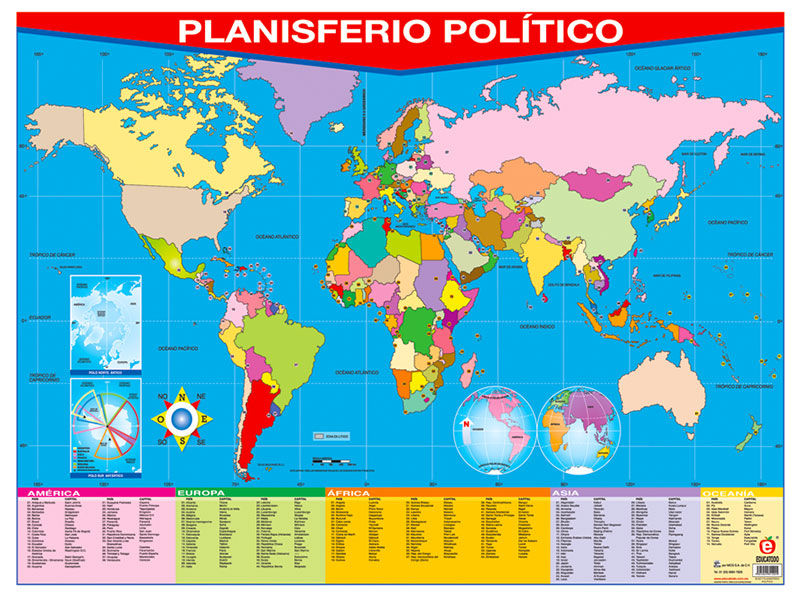 Póster planisferio político
