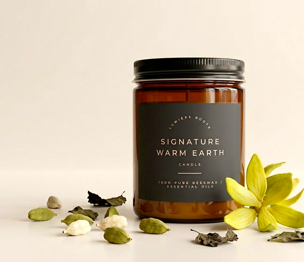 Warm Earth Scented Beeswax Candle - Pachouli, cardamom, Ylang Ylang - Essential oil, Non Toxic , Air Purifying