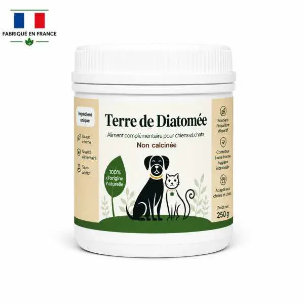 Terre de diatomée non calcinée 250 g pour chiens et chats – aliment complémentaire naturel riche en silice – La Phyto d'Anaïs