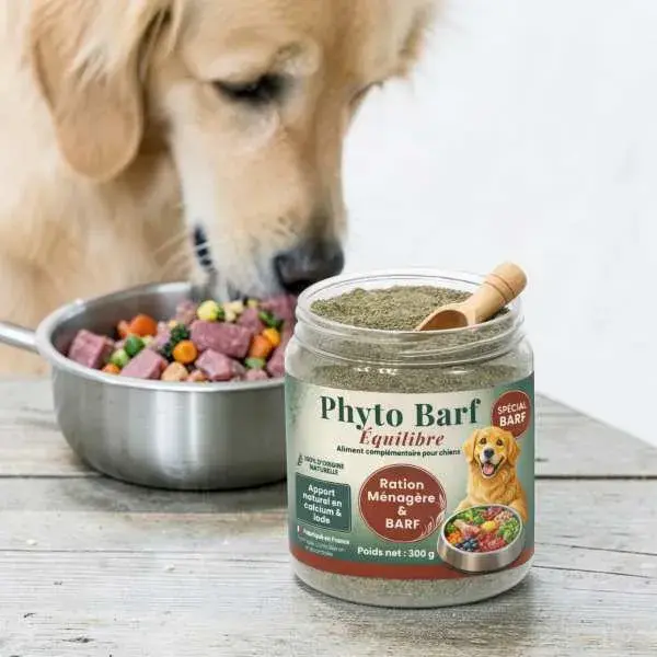 Complément minéral BARF chien poudre naturelle équilibre ration ménagère