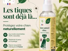 Spray naturel anti-tiques pour chien Tilou Nature, protection douce et efficace contre les tiques, flacon 100 ml