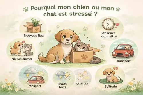 causes stress chien et chat anxiété séparation transport bruit