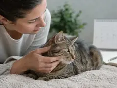 Chat au repos à la maison pendant la surveillance d’une teigne et de la repousse des poils.