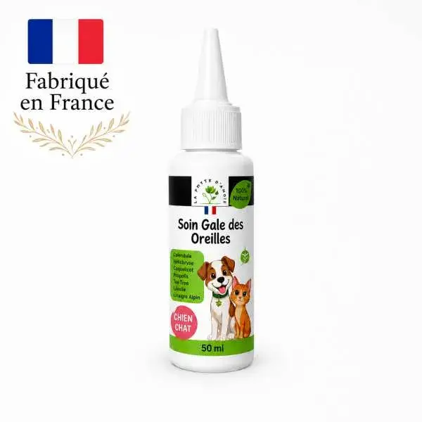 Soin gale des oreille chien et chat naturel et fabriqué en france fond blanc