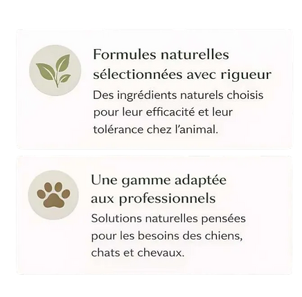 Formules naturelles sélectionnées avec rigueur pour le bien-être des animaux