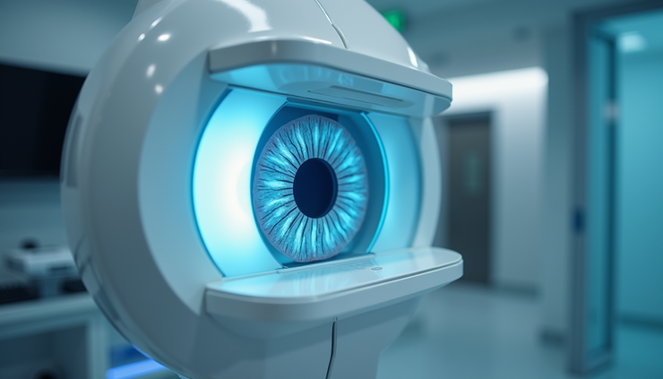Eye-level view of modern laser equipment used for LASIK surgery at Bharti Eye Foundation