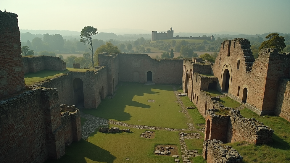 High angle view of the Roman fort of Londinium ruins