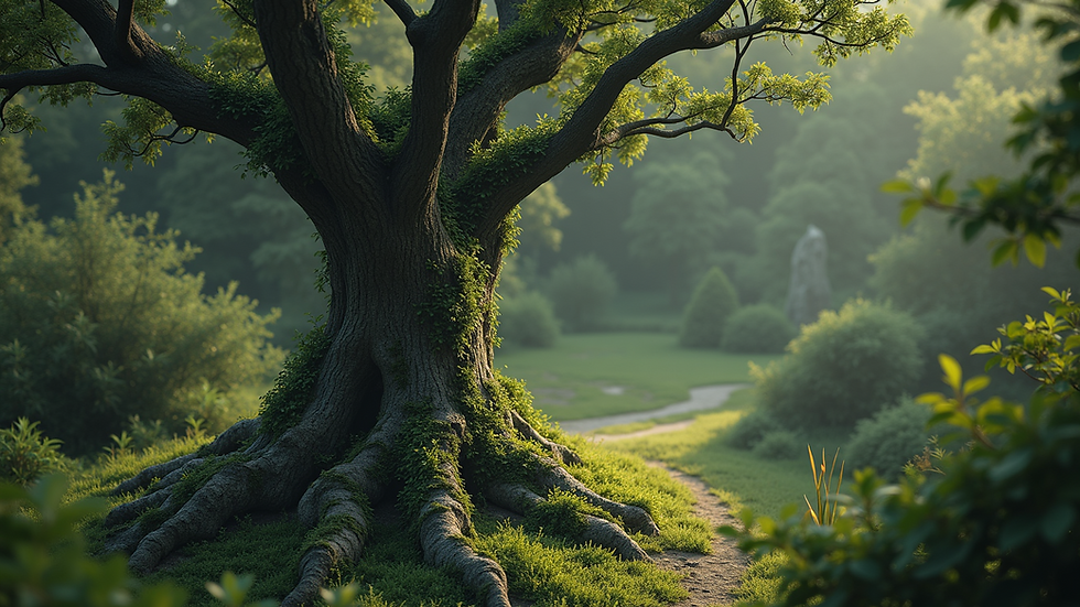 High angle view of intricate fantasy skill tree