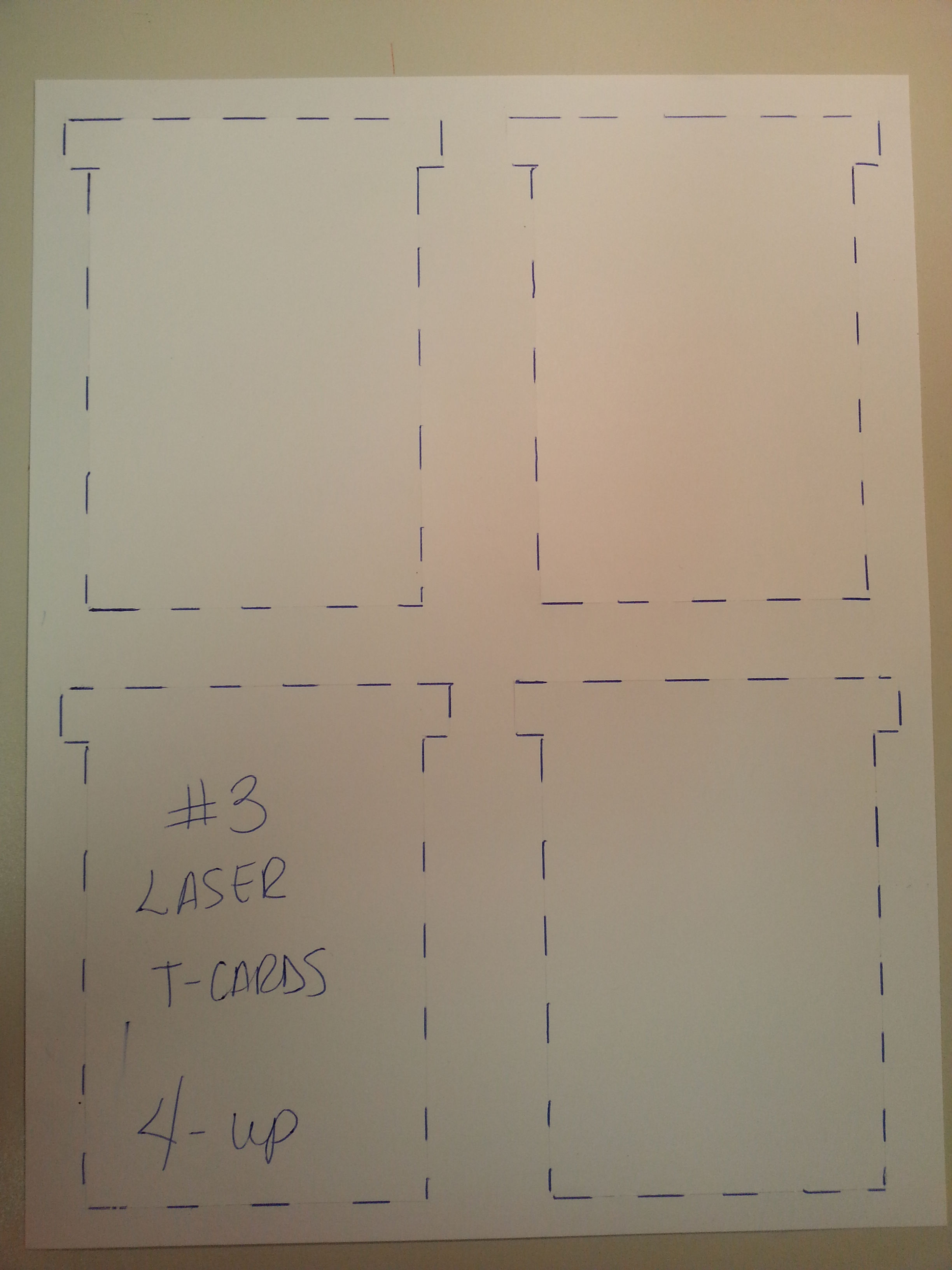 #3 SIZE LASER T-CARDS, BLANK, 4 on a page 1000 pack (choose color)