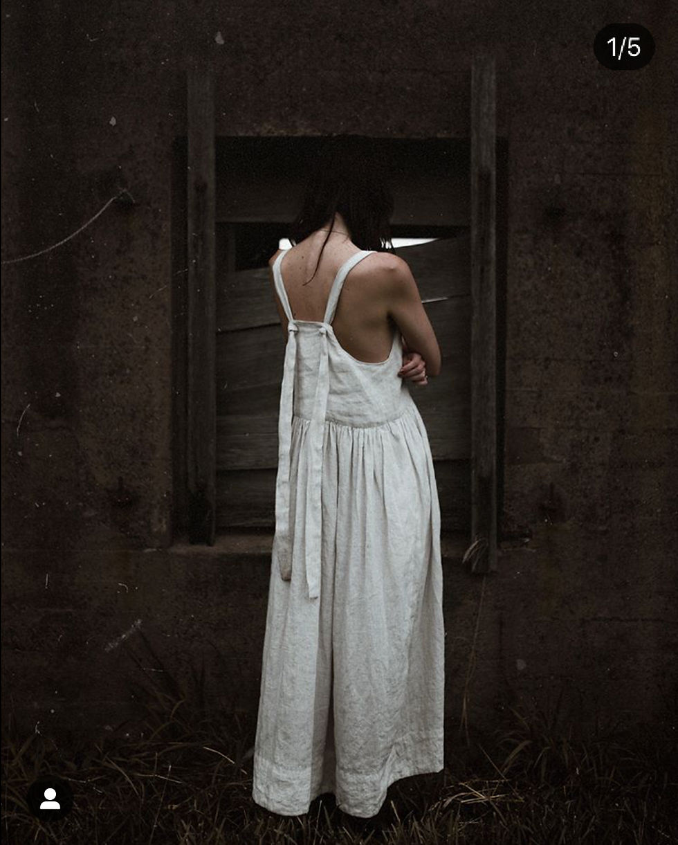 Thumbnail: Handmade Linen Pinafore Dress - natural 