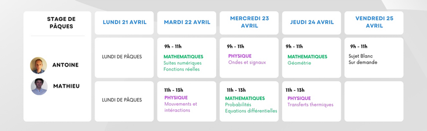 Planning Paques Préparation Concours