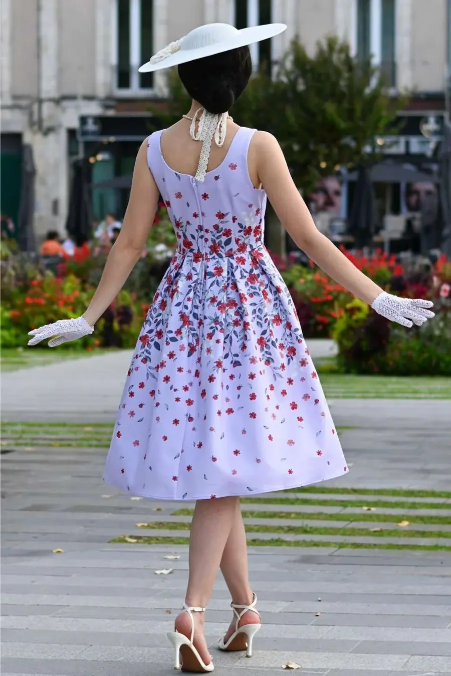 Thumbnail: Amanda Lilac Falling Flower Swing Dress (24)