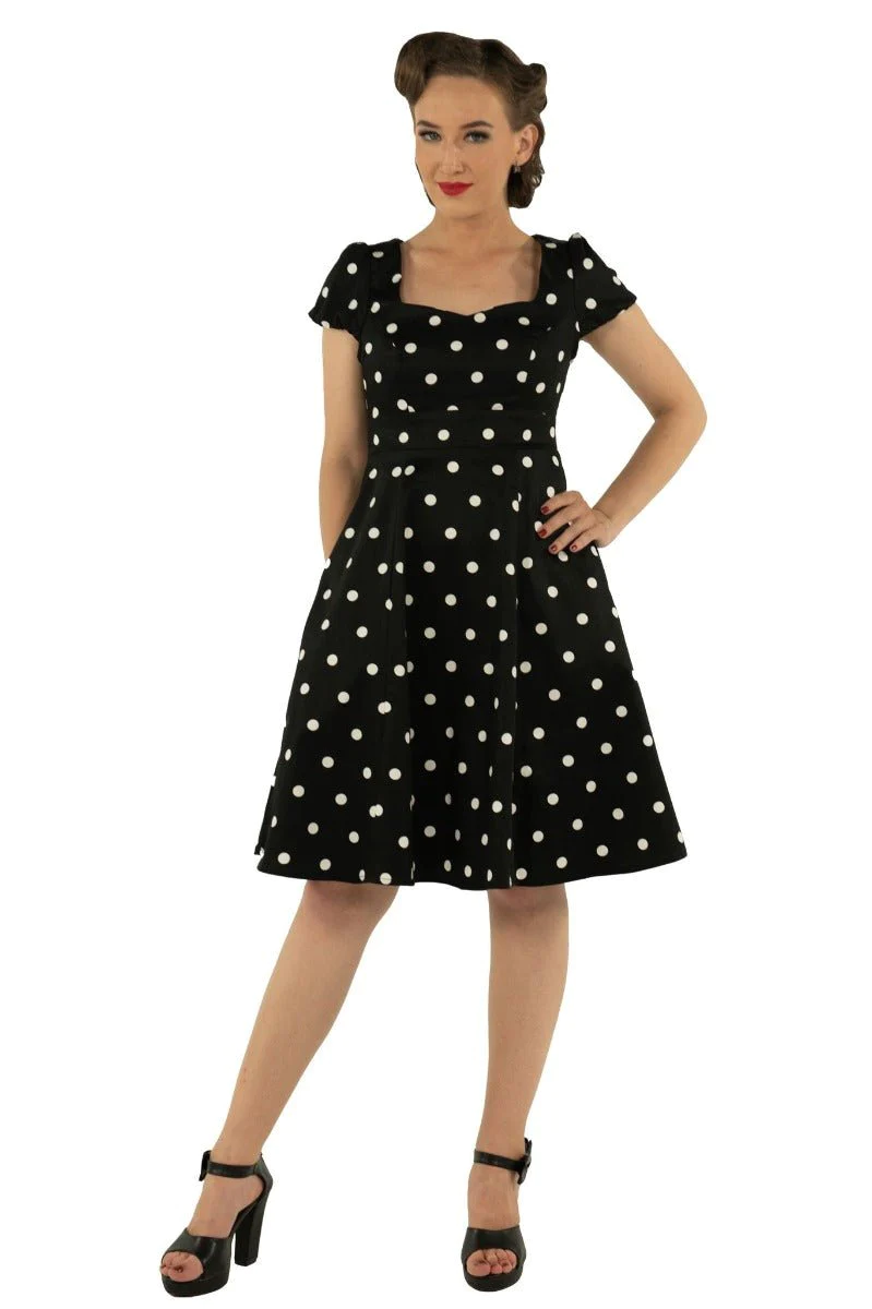 Claudia Flirty Fifties Style Polka Dot Dress In Black & White (26)