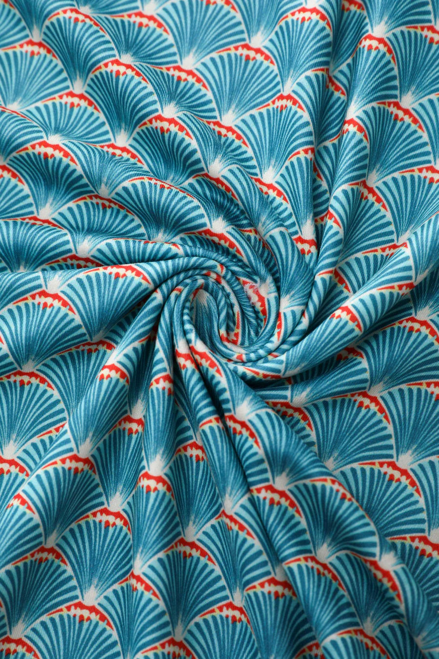 Thumbnail: Julia 40s Teal Midi Dress In Seashell Print 