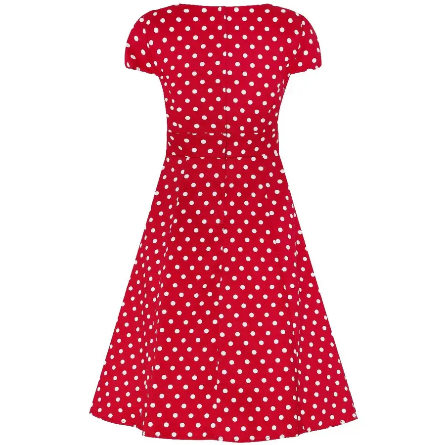 Thumbnail: Claudia Flirty Fifties Polka Dot Dress in Red 