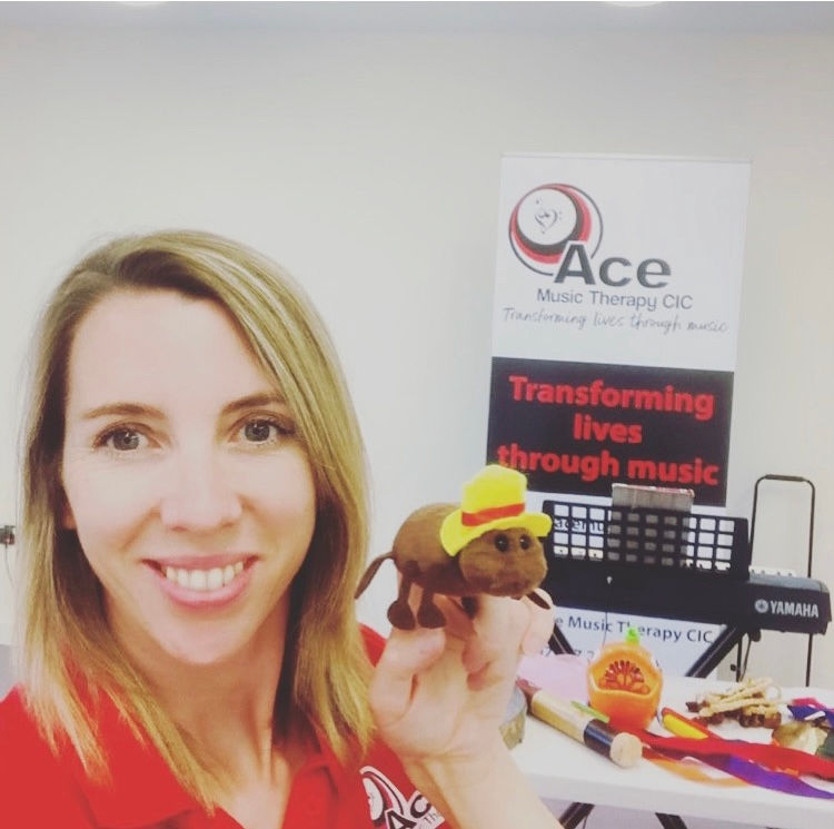 Photograph: Becky with a toy "Itsy bitsy spider" taken at "Ace Adventures", an all inclusive session for under fives.