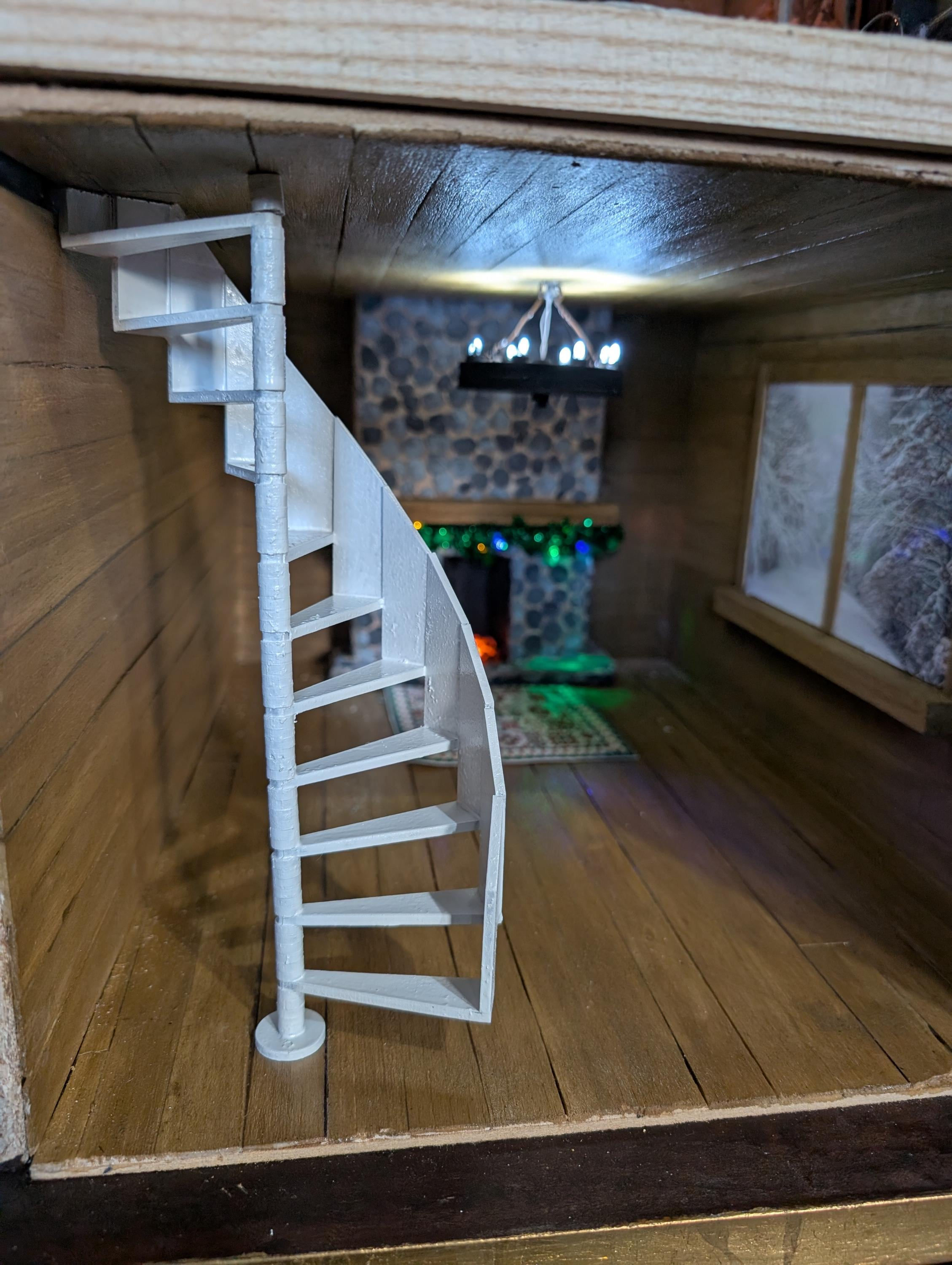 1:12 scale dolls house stairs kit, spiral ultra modern.