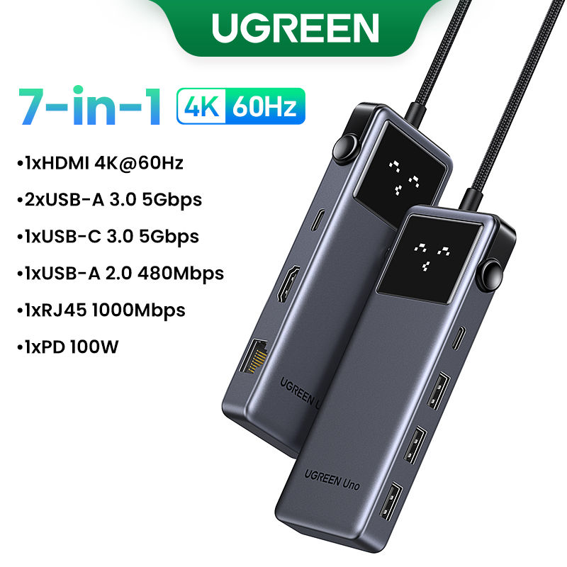 Thumbnail: UGREEN Uno USB C HUB 6-in-1 4K60Hz PD100W 10Gbps USB3.2 Splitter Adapter for Lap