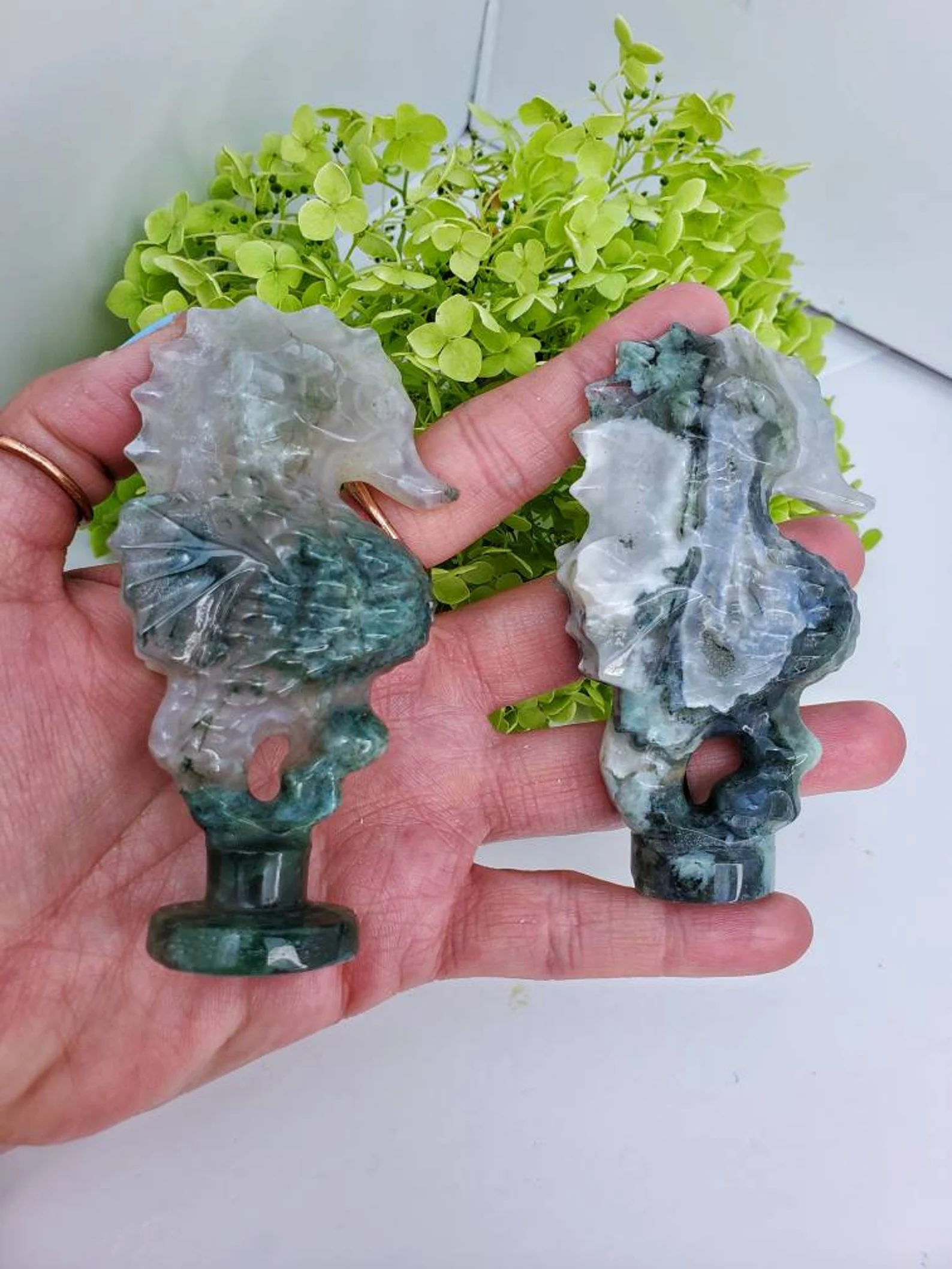 Moss Agate Seahorse