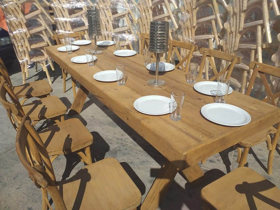 Miniatura: mesa tablón 2.40x1.0m patas plegables