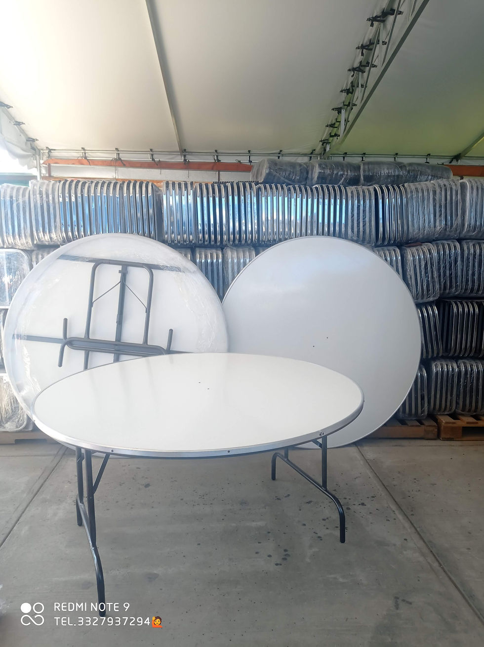 Miniatura: mesa circular de fibra de vidrio / 10 sillas