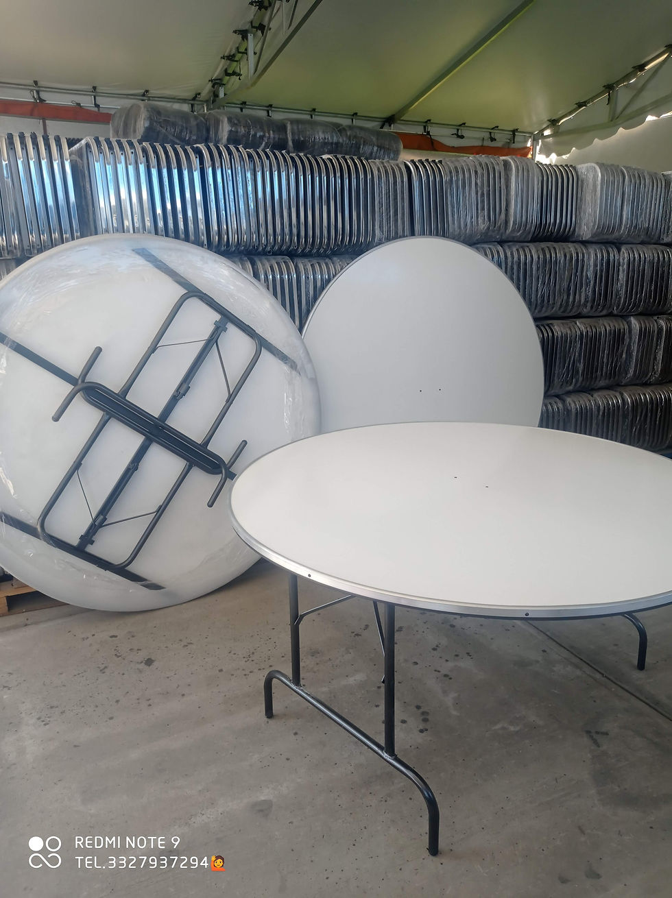 Miniatura: mesa circular de fibra de vidrio / 10 sillas