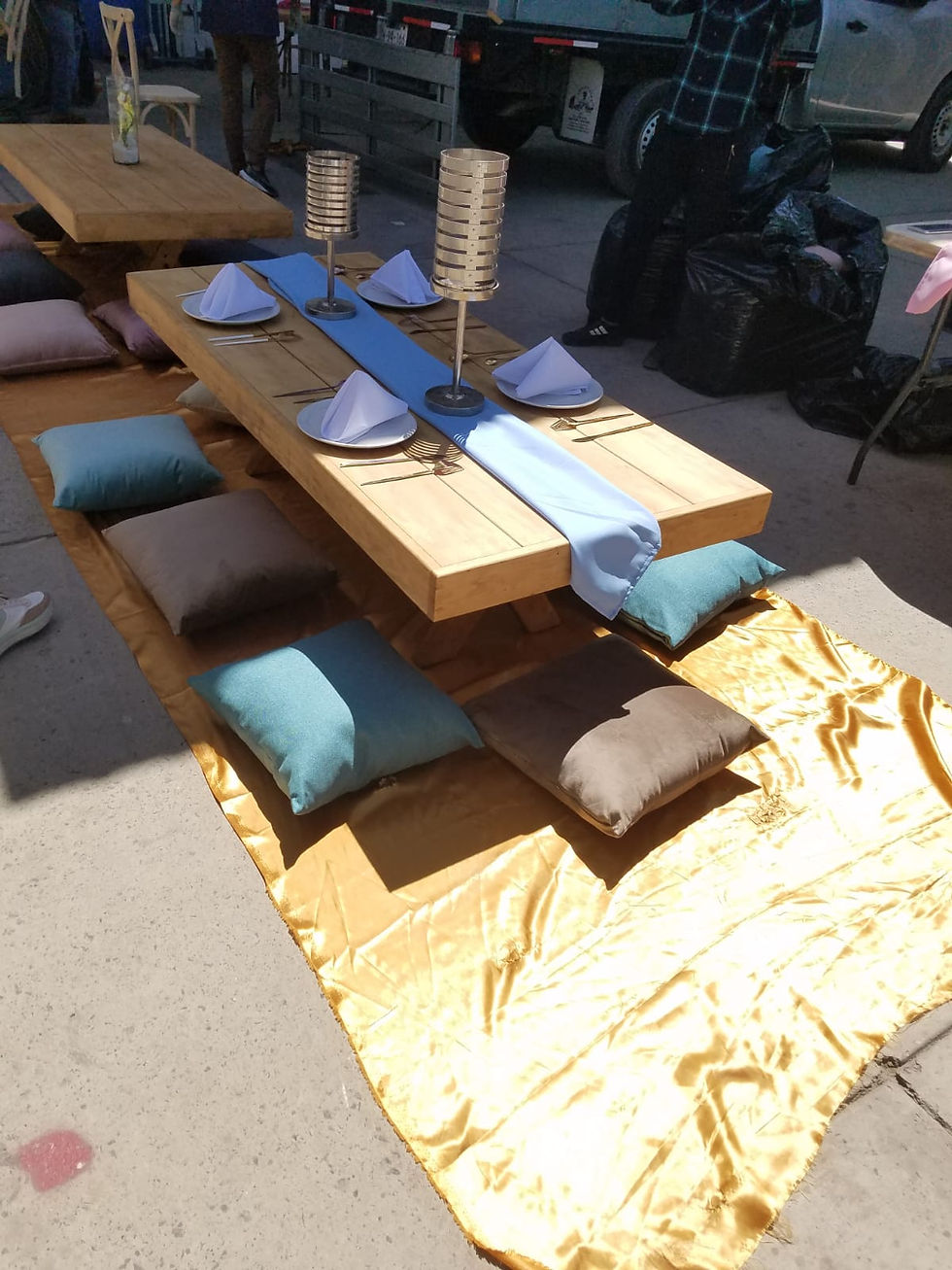 Miniatura: mesa tablón picnic para 8 personas 1.80x75