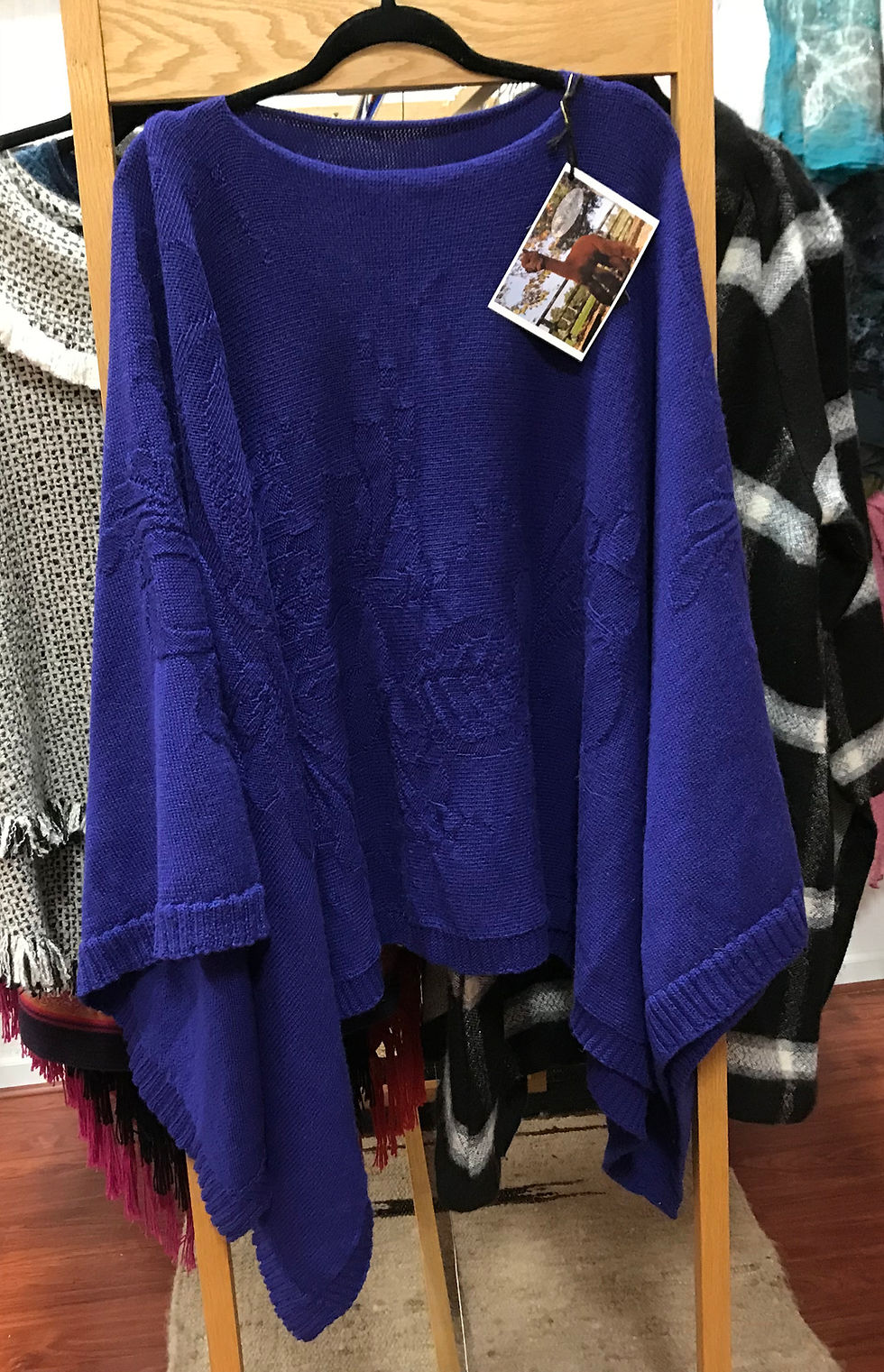 Thumbnail: Tone on Tone Knitted Alpaca Poncho - Several Colors Available