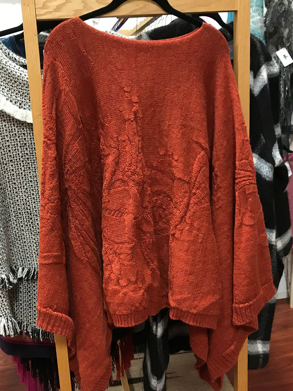 Thumbnail: Tone on Tone Knitted Alpaca Poncho - Several Colors Available