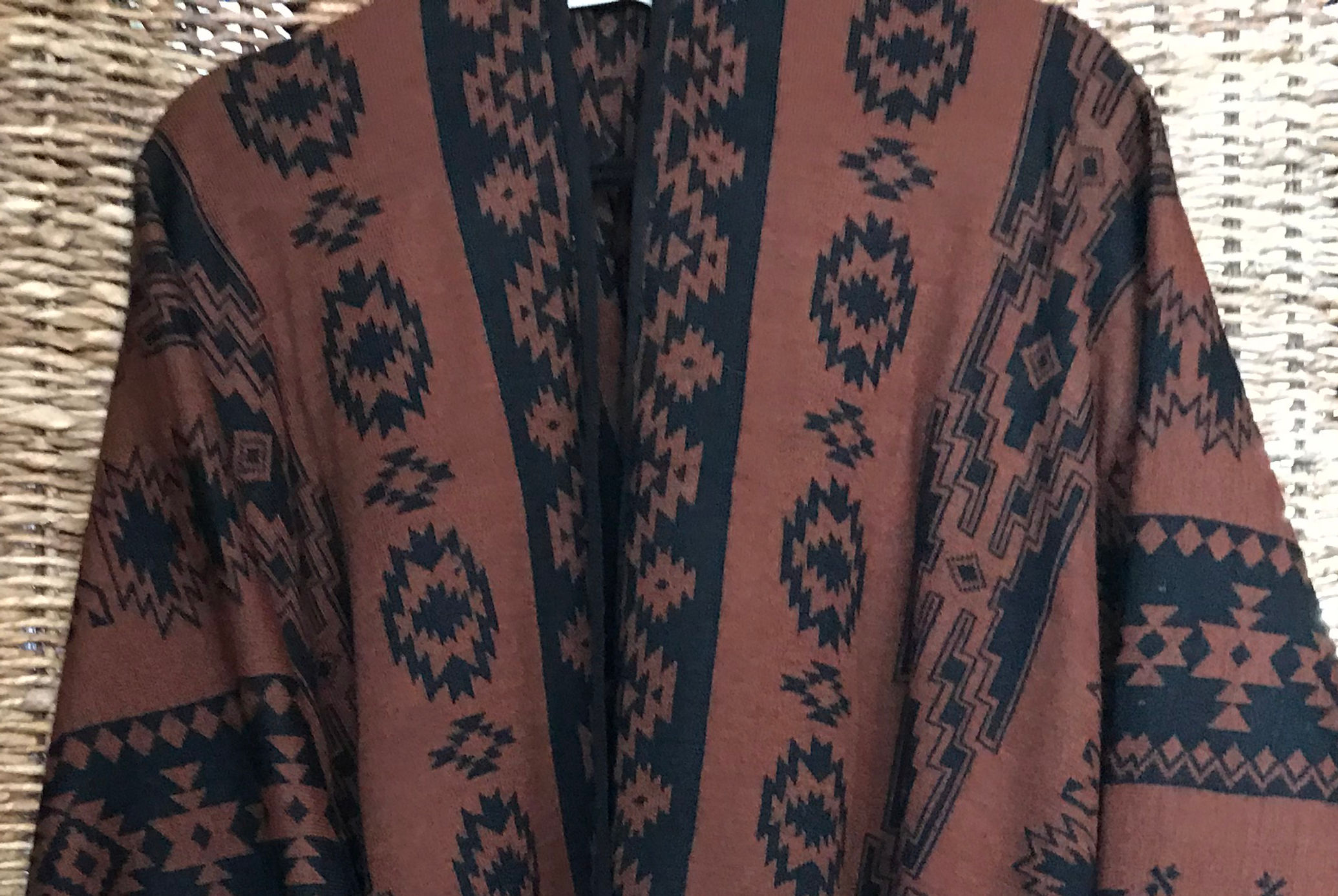 Reversible Alpaca Ruana in Southwestern Design