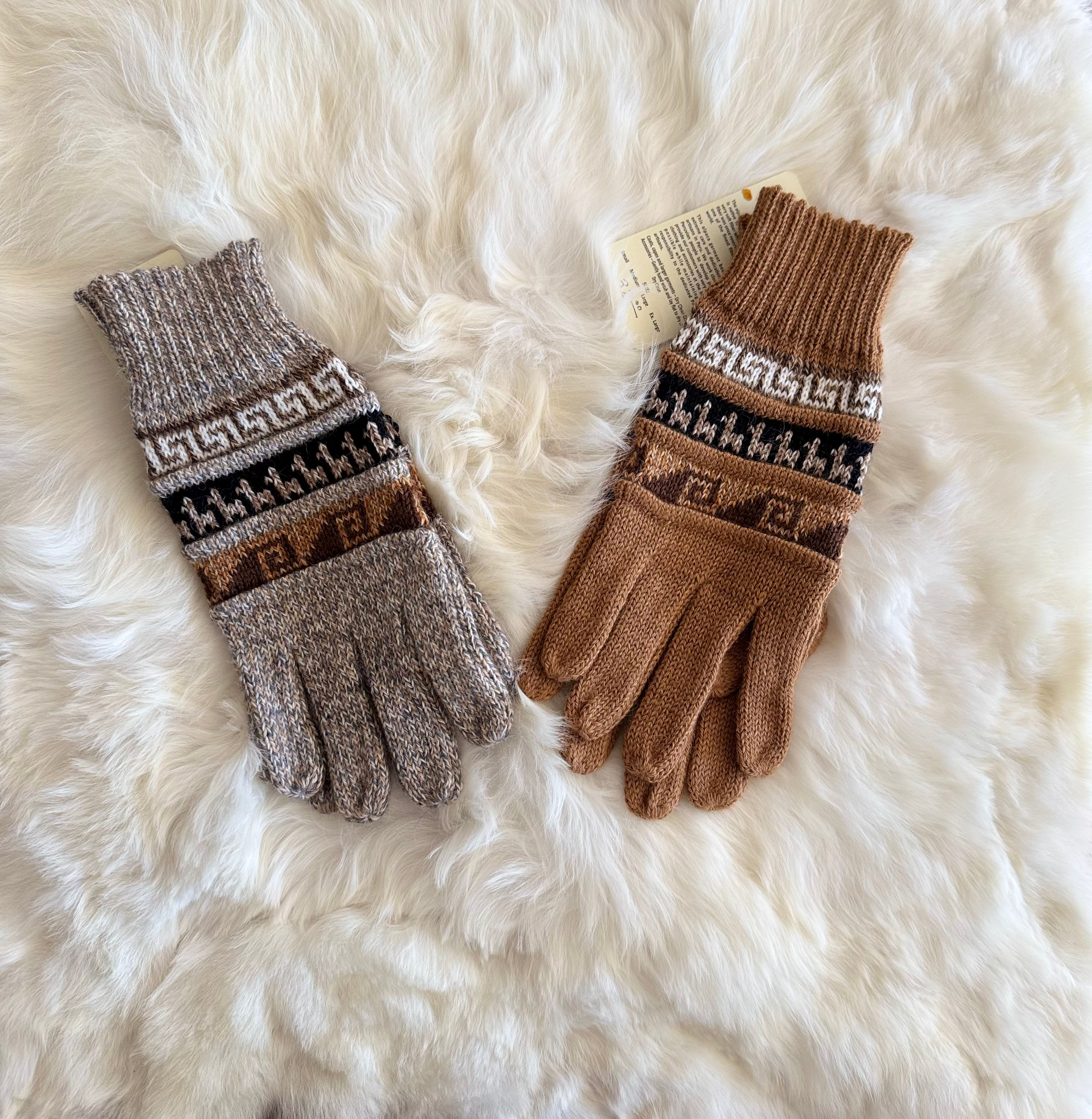 Peruvian Mittens with Geometric Alpaca Design