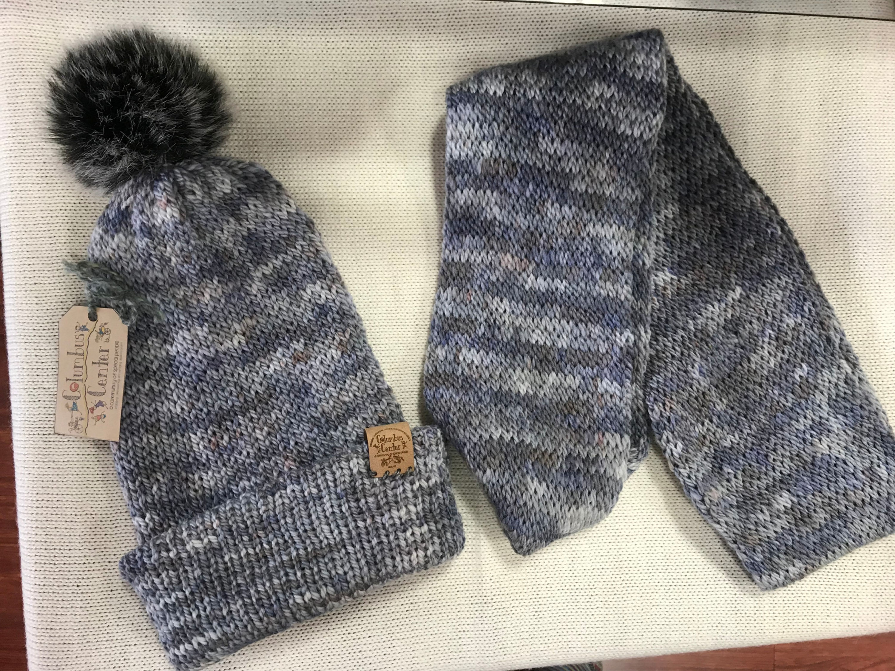 Blue Pom-Pom/Plain Hat or Matching Infinity Scarf