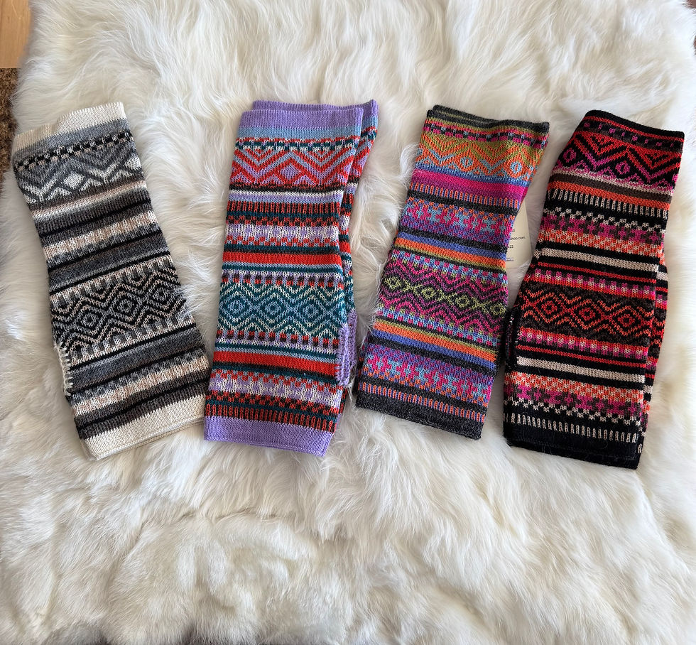 Thumbnail: Fingerless Alpaca Mittens - Geometric Pattern