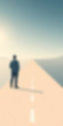 a minimalist style abstract person standing at the starting point of a long journey and a