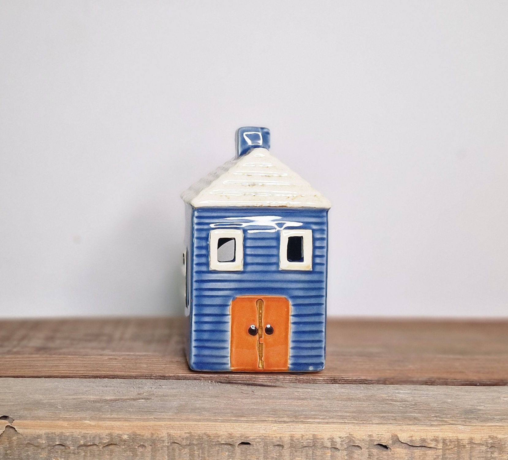 Village Pottery Blue Beach Tealight Hut