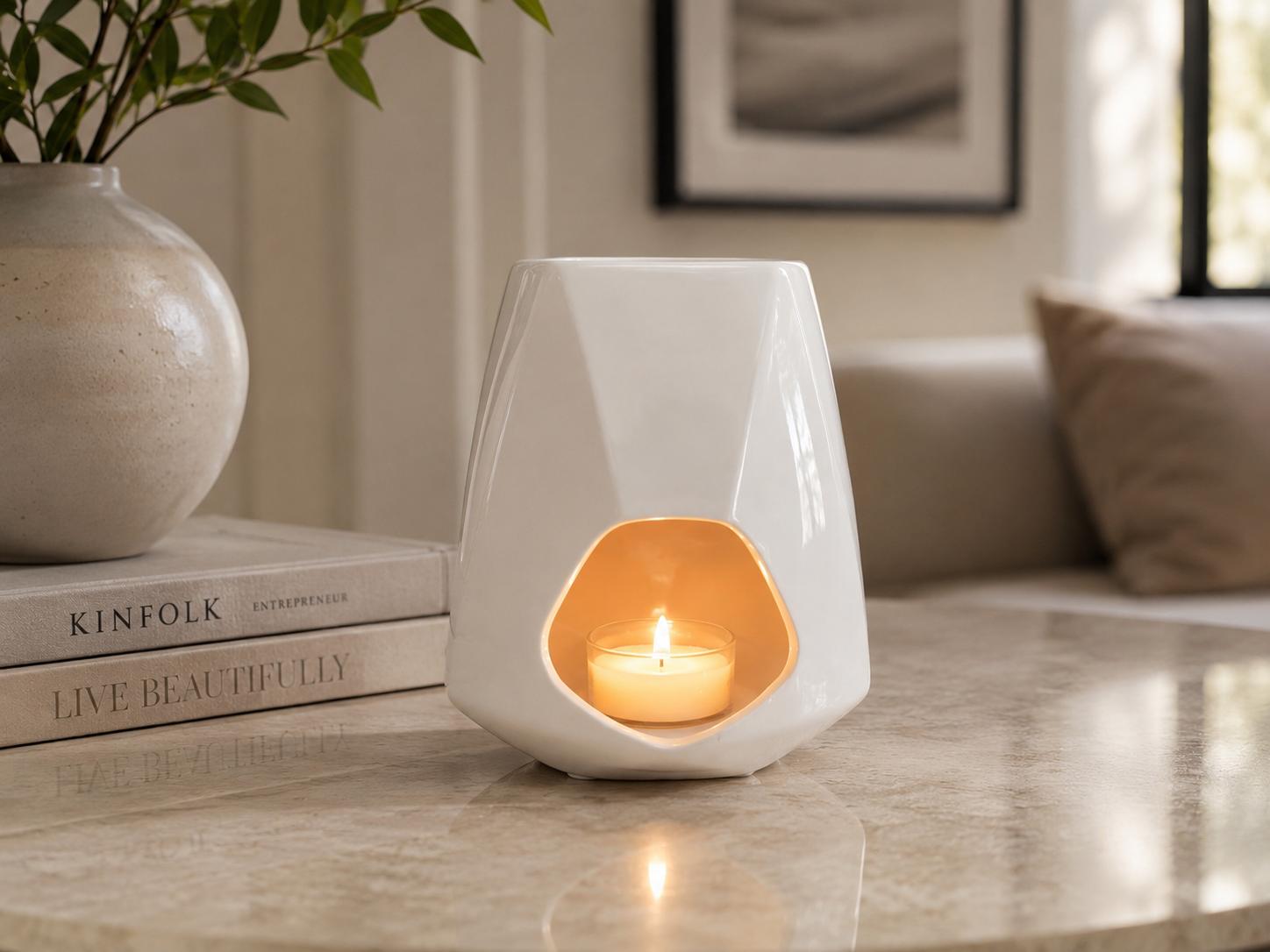 White Geometric Wax Warmer