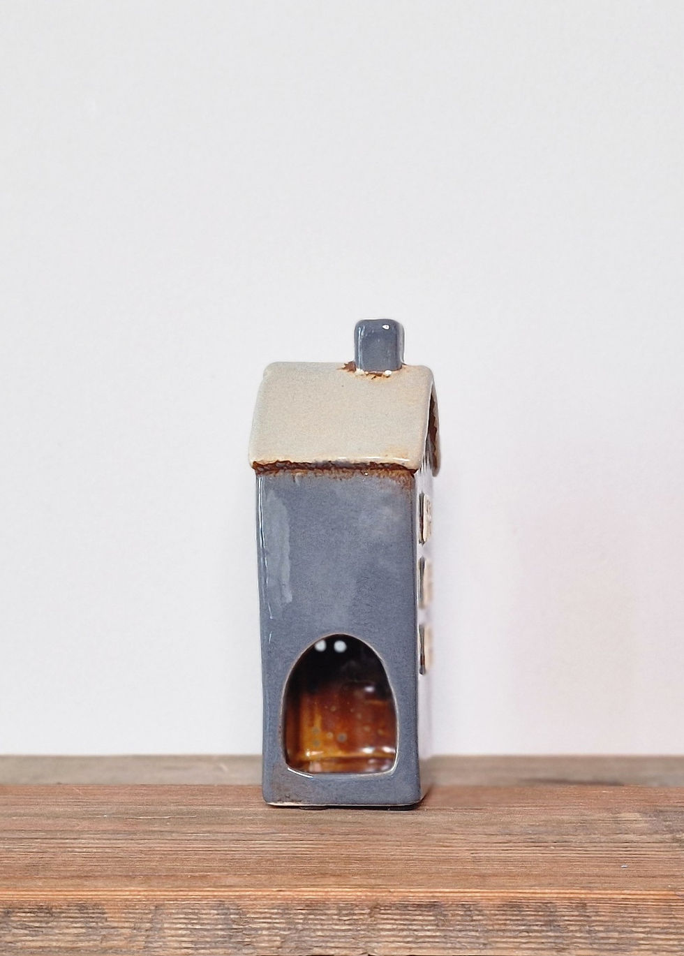 Thumbnail: Village Pottery Blue Mini Tall Tealight House