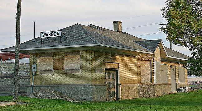 Waseca, Minnesota M&StL Depot awaiting restoration in the 2000's