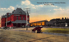 Former Chicago North Western depot in Winona, Minnesota Postcard ca 1915