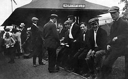 Passengers waiting at the Northfield Milwaukee Road Depot 1910