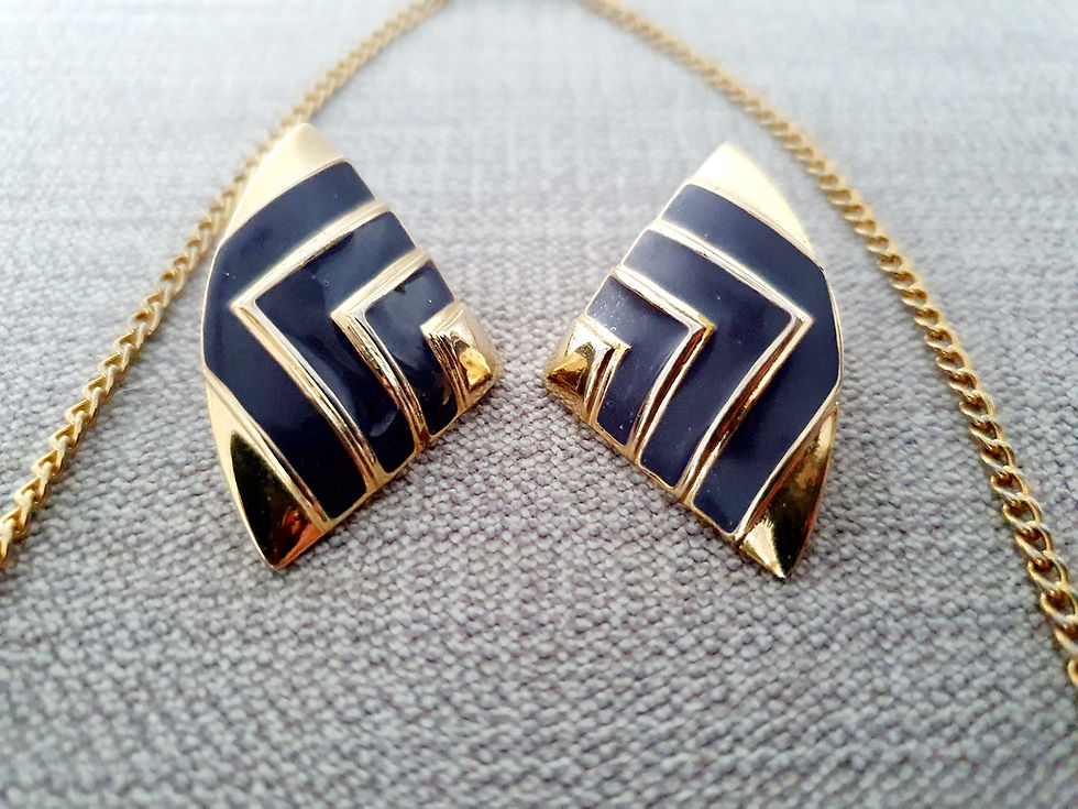 Thumbnail: Enamelled Necklace and Earrings Set