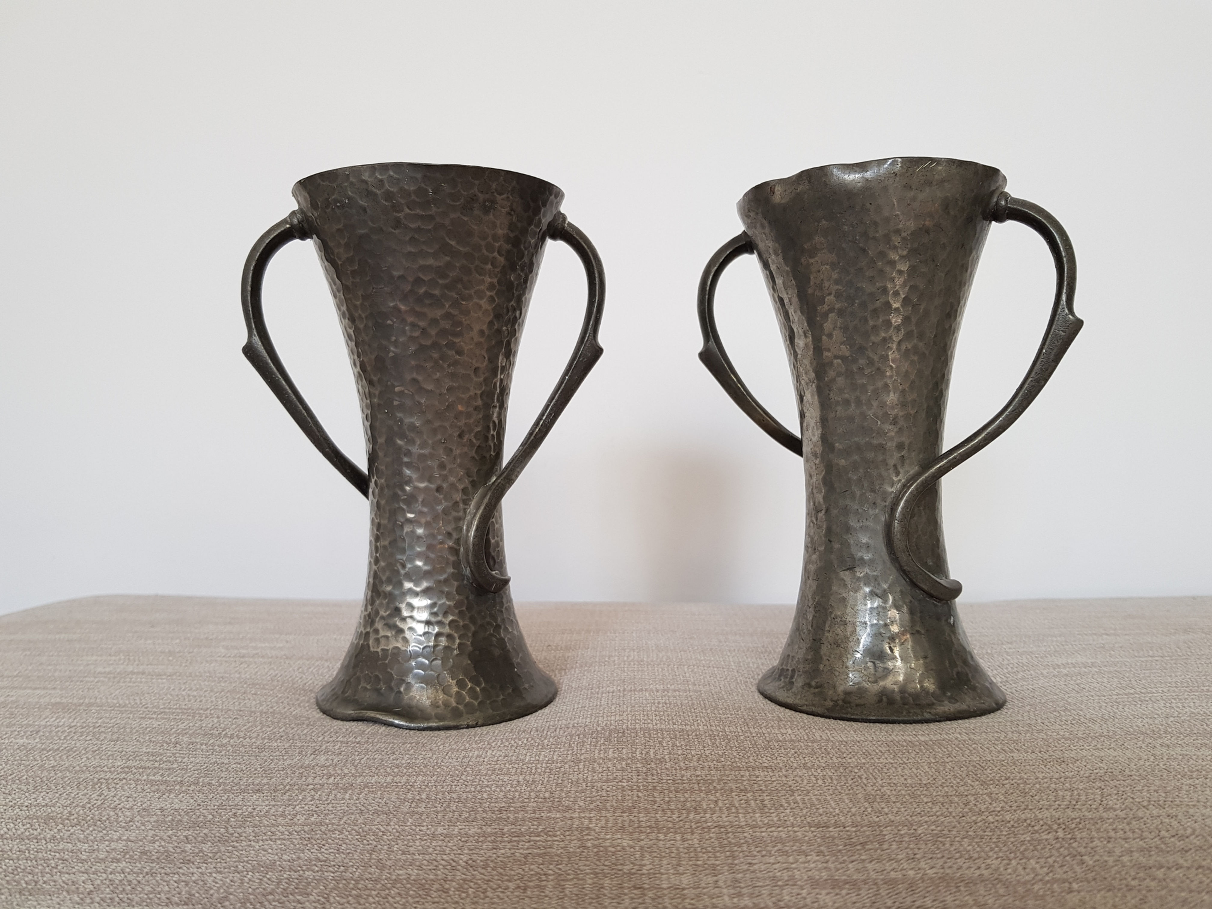 Pair of Art Nouveau Pewter Vases