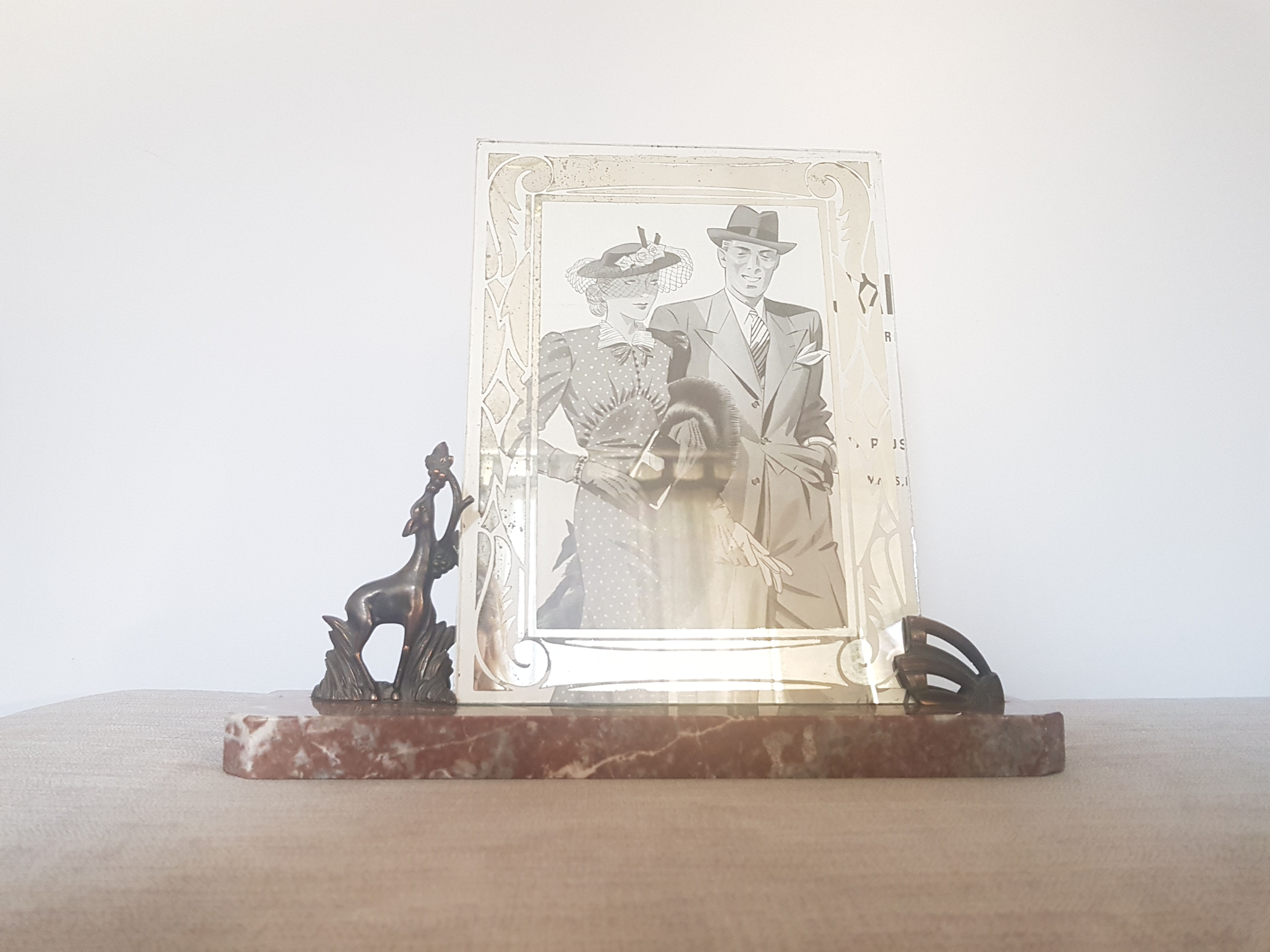 French Deer Marble Photo Frame
