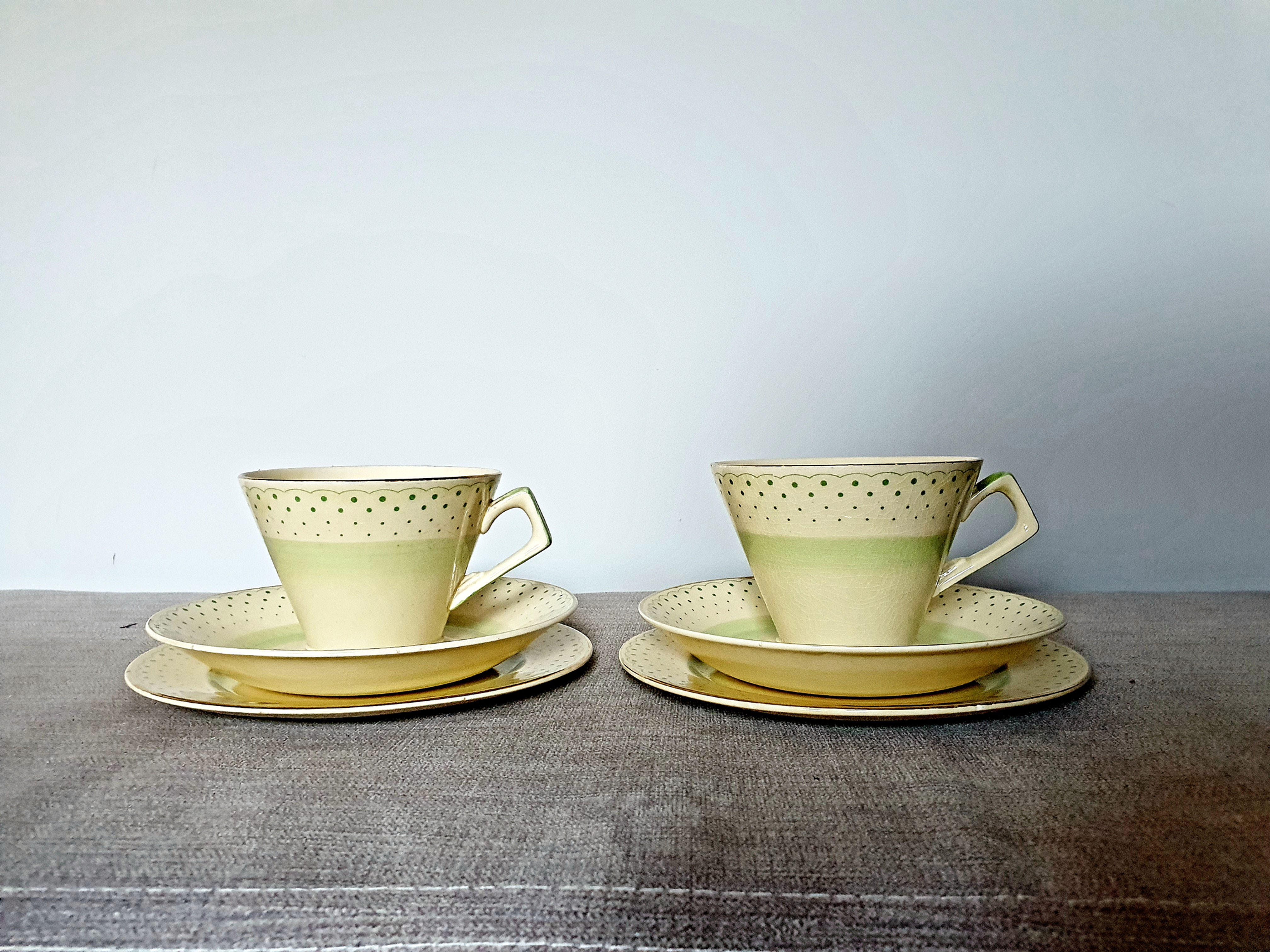 Art Deco Crown Devon Set of Trios 1930s Vintage for sale UK